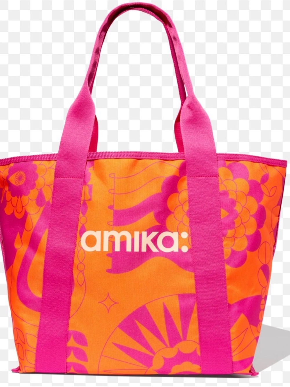 NEW with tags amika Pink and Orange Floral Graphic Tote